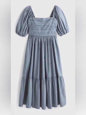 Abercrombie & Fitch Emerson Poplin Puff Sleeve Midi Dress - M